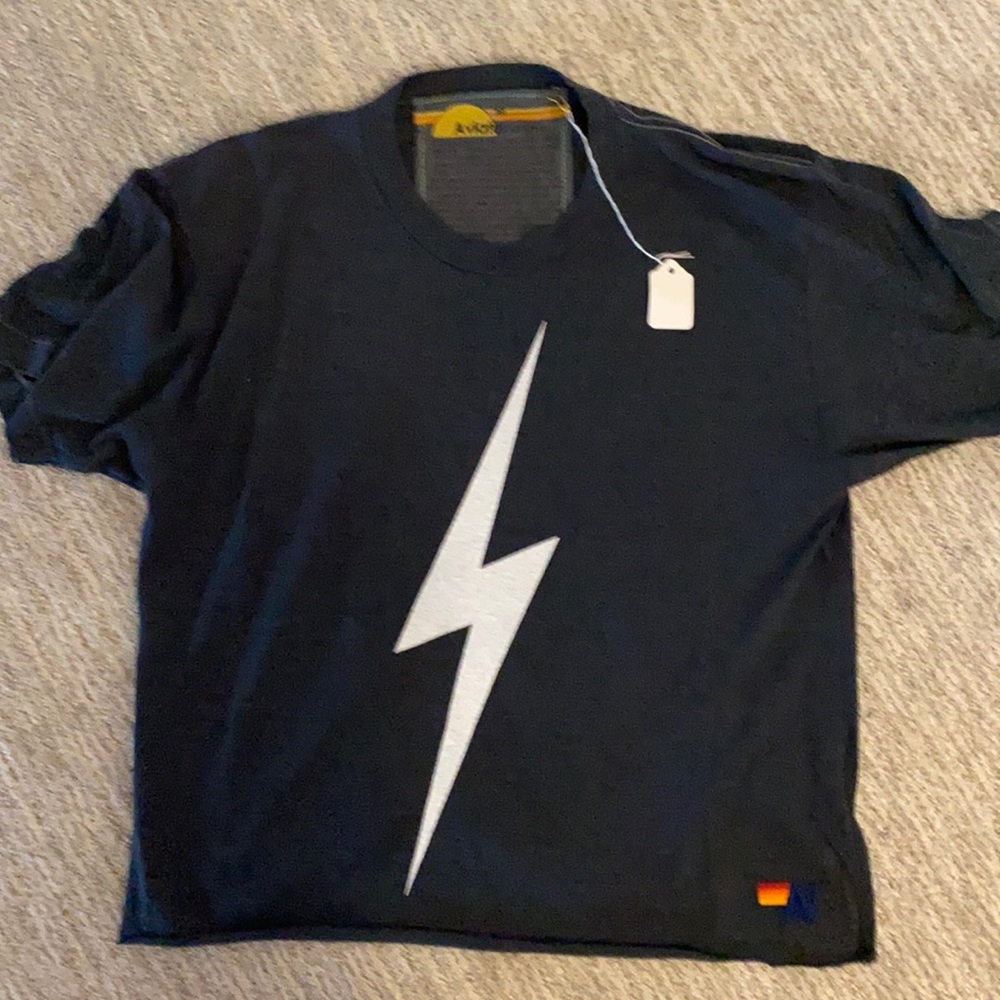 BNWT Aviator Nation Boyfriend Tee M charcoal bolt